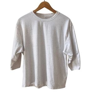 Lululemon LA 3/4 sleeve white crew confetti black and white, size 8